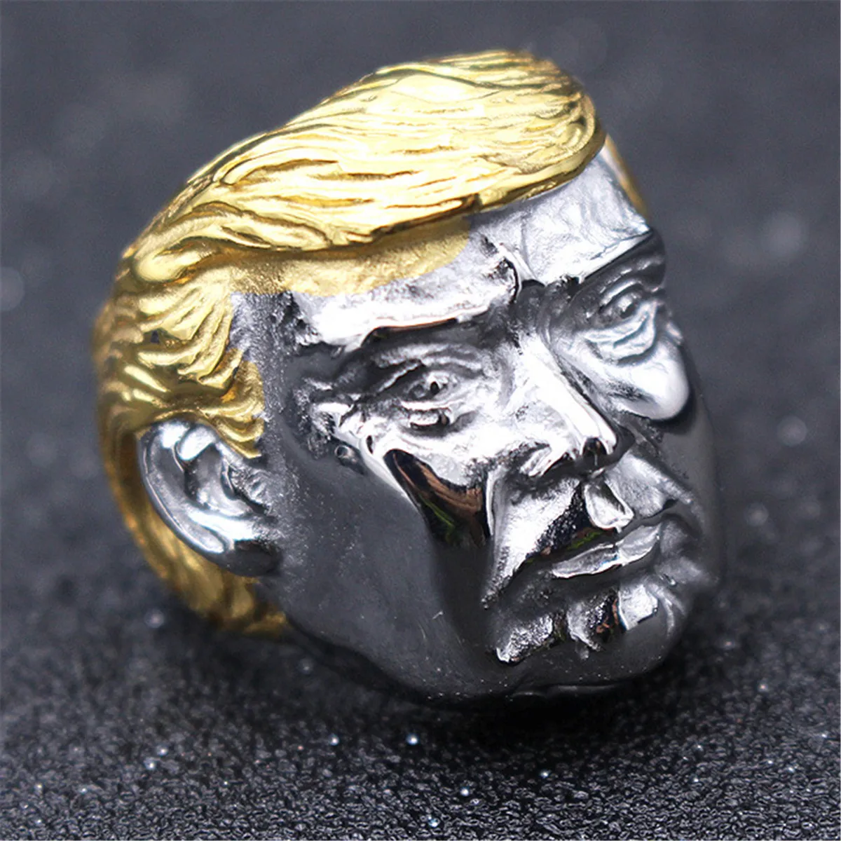 

For Retro Titanium Steel Gothic Punk President Donald Trump Boy Biker Finger Ring