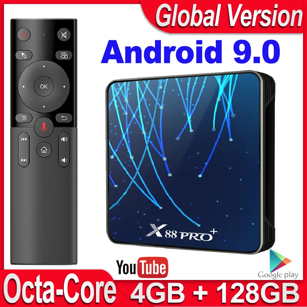 X88 PRO Plus Smart TV Box Android 9 0 Rockchip RK3368PRO Восьмиядерный медиаплеер 4 ГБ 32 ГБ/64 Гб/128 Гб 4K 60fps