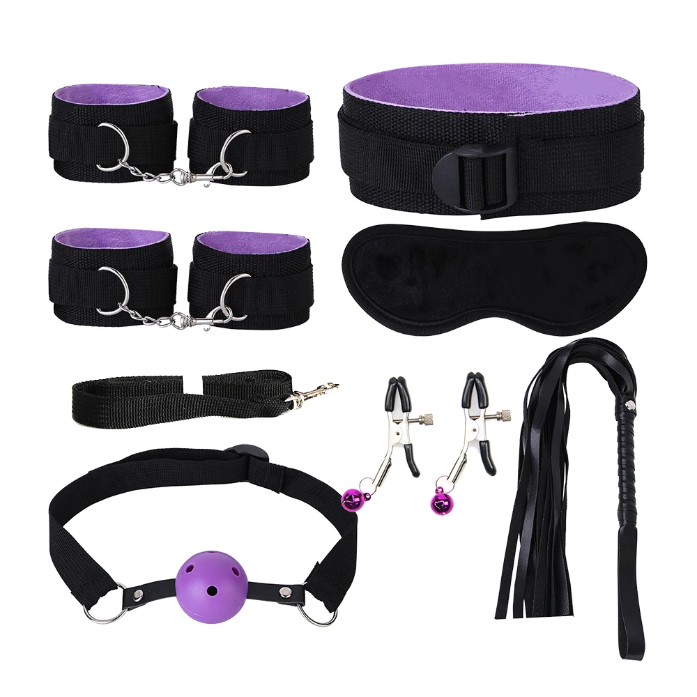 7 шт./компл. нейлон SM секс-набор для взрослые игры пары БДСМ секс бандаж наручники