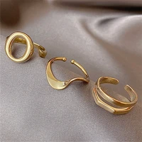 2021 new fashion temperament three piece combination metal adjustable rings simple versatile opening rings womens jewelry