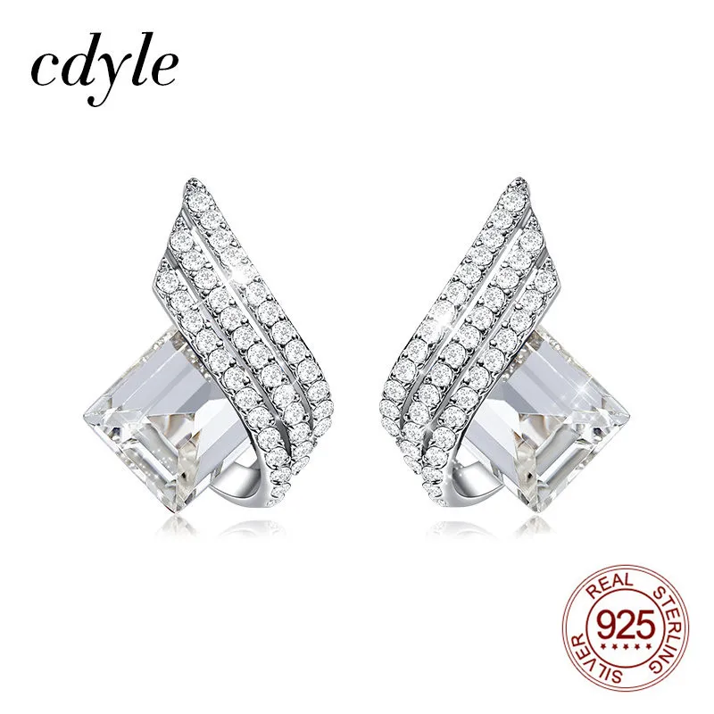 Женские серьги гвоздики из серебра 925 пробы с австрийским