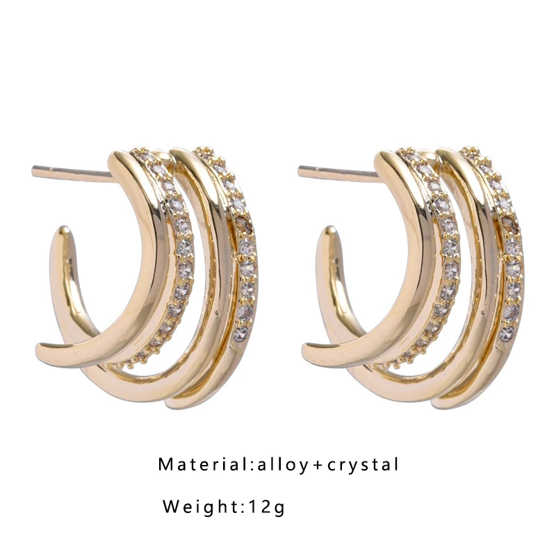 

Bacolod Crystal Gold Color Stud Earrings for Women Girl Fashion Party Birthday Geometric Jewelry 2020 New Arrival Female Earring