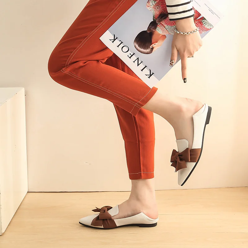 Earth Stat 2021 Autumn New Shoes Large Size Single Chaussures Women Fashion Bow Flat Loafers Soft Sole Capatos De Mujer 35-43
