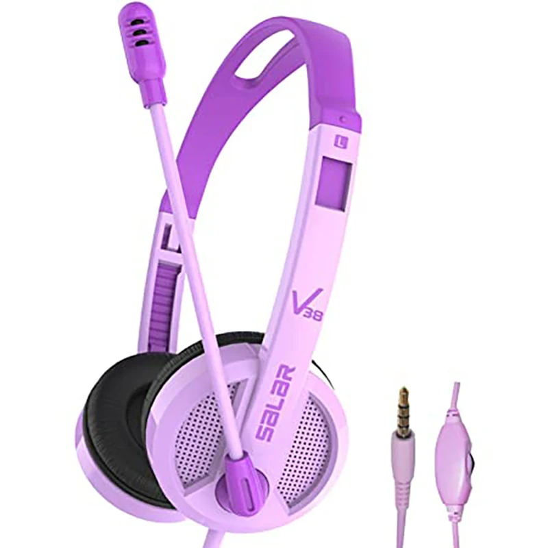 

Wired headphones for Children With Microphone Spring Wire for kids Gamer Headset for Phone PC Student Livehouse Online Teach