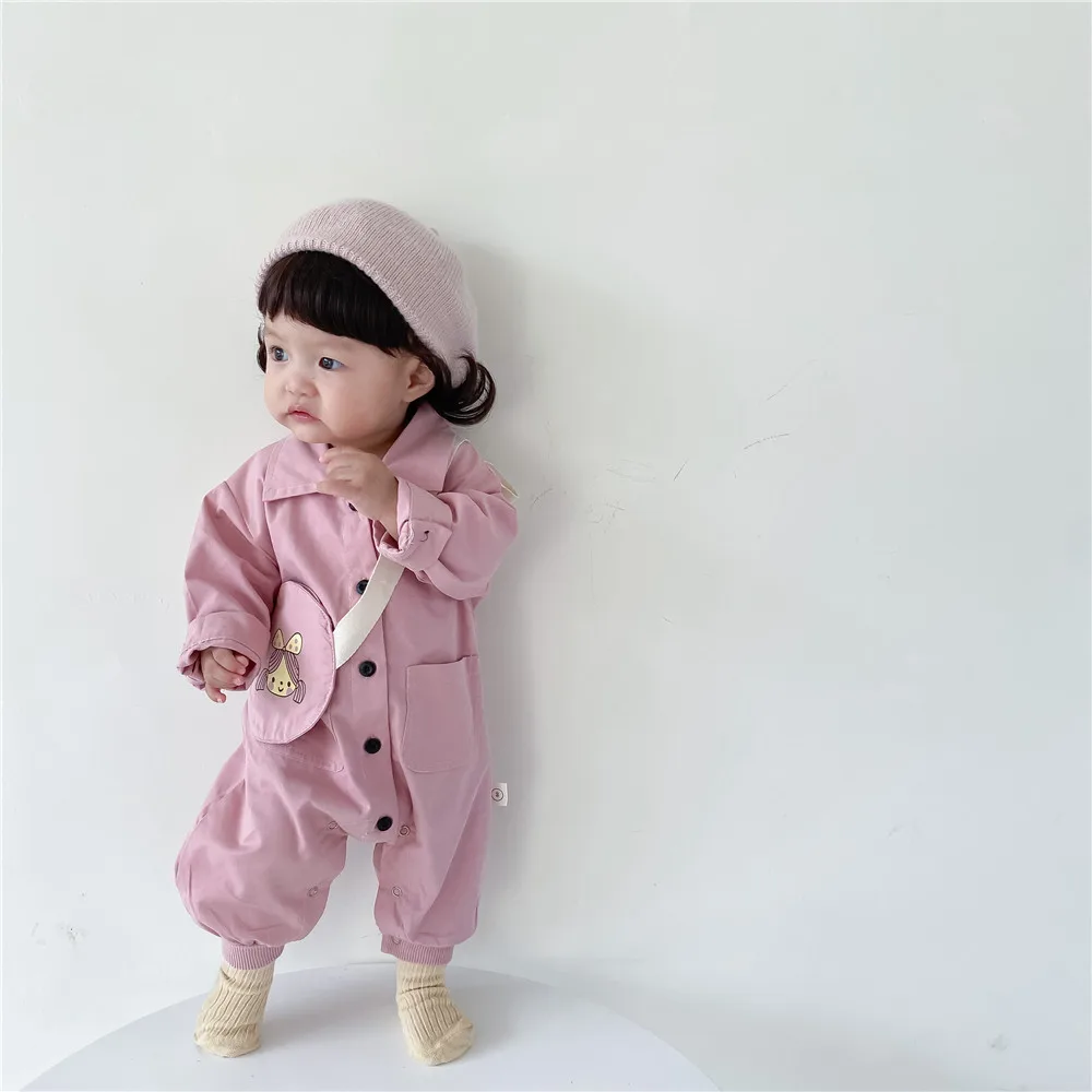 

Infant long-sleeved cartoon boy and girl one-piece babycloth + bag romper romper newborn baby girl clothes