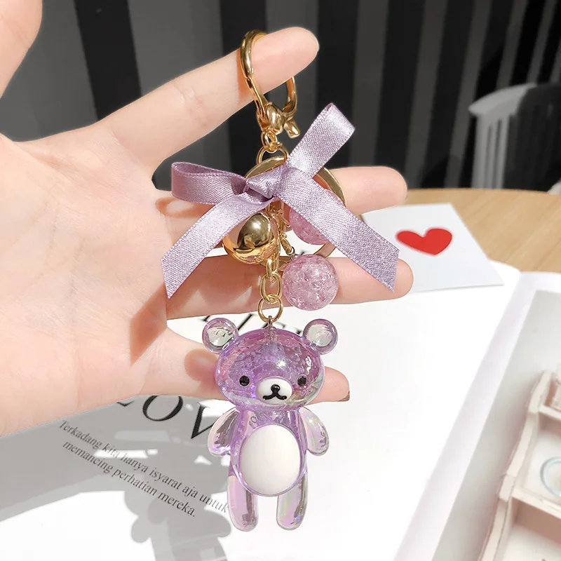 Милый блестящий брелок со стеклянным медведем и бантом хрустальный шар Модные