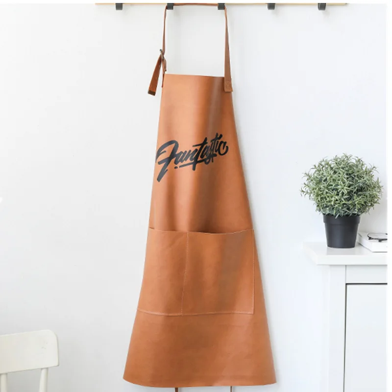 

Nordic English alphabet pattern leather waterproof apron small fresh oil proof apron