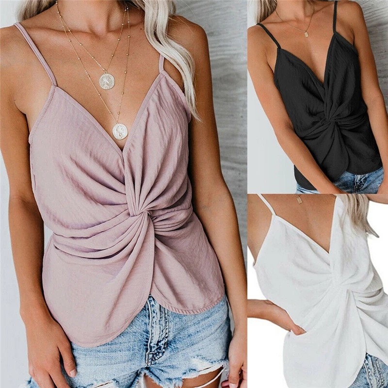 

2019 Fashion Summer Top Solid T-shirt Womens Casual Slim Solid Tank Top Vest Off Shoulder Halter top Ropa de mujer