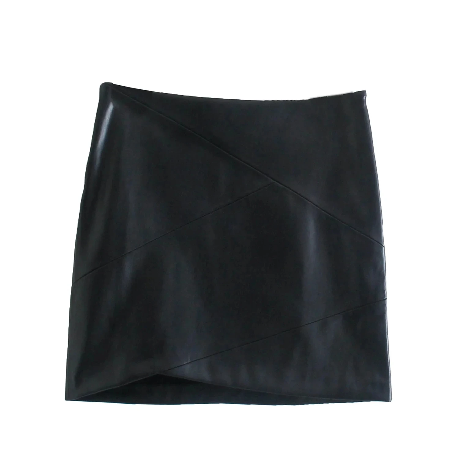 

Женская короткая юбка-карандаш из искусственной кожи, с завышенной талией