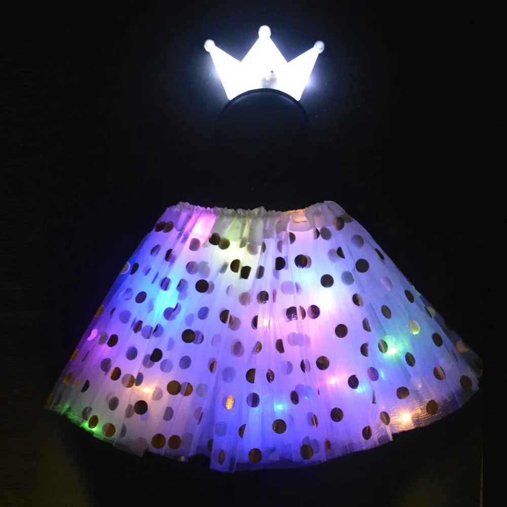 Блестящие вечерние юбки-пачки в горошек для маленьких девочек костюм с короной
