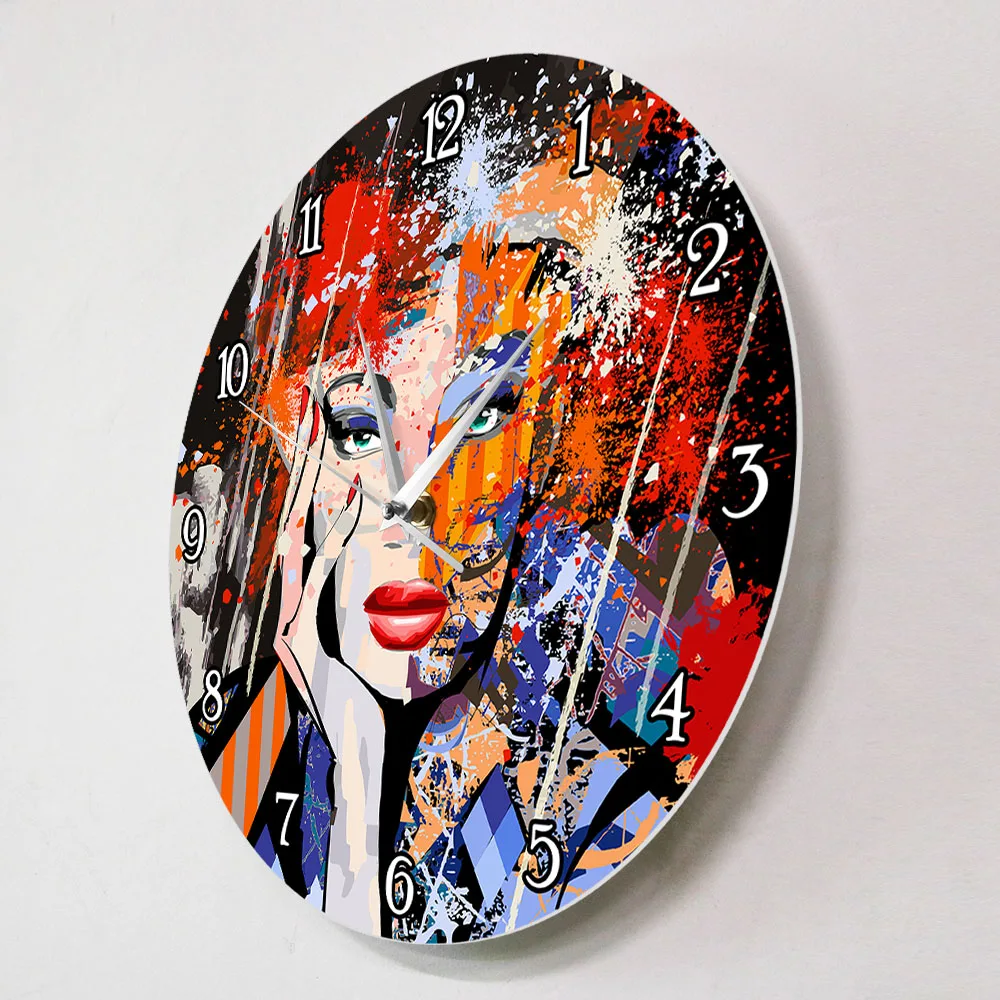 Абстрактные Художественные Модные женские портреты современные настенные часы