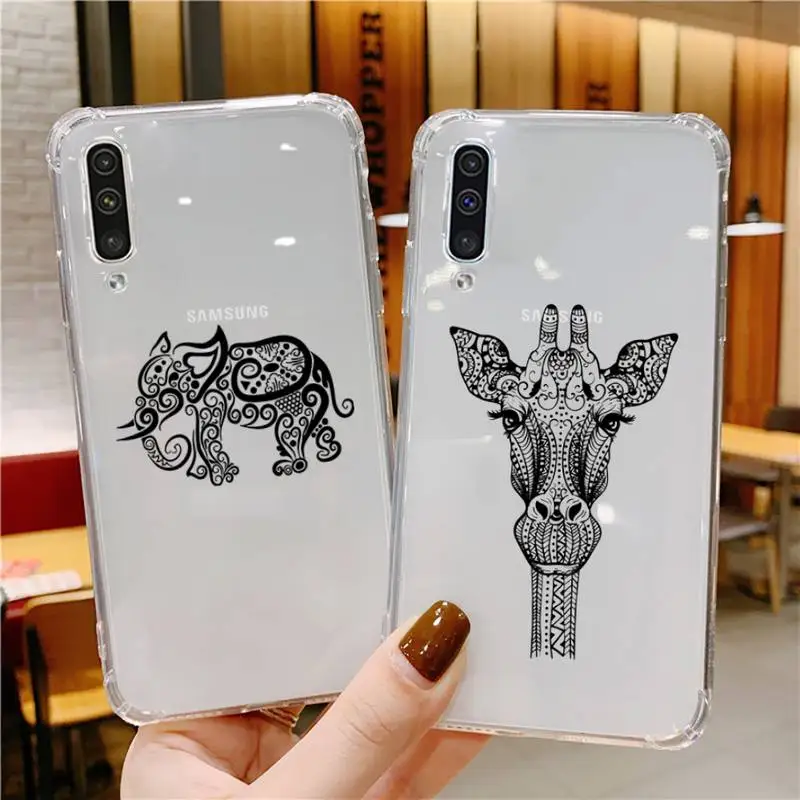 

Animal elephant giraffe Phone Case Transparent For Samsung Galaxy A S 8 9 10 12 20 21 40 50 52 51 70 71 2019 fe 5g ultra plus