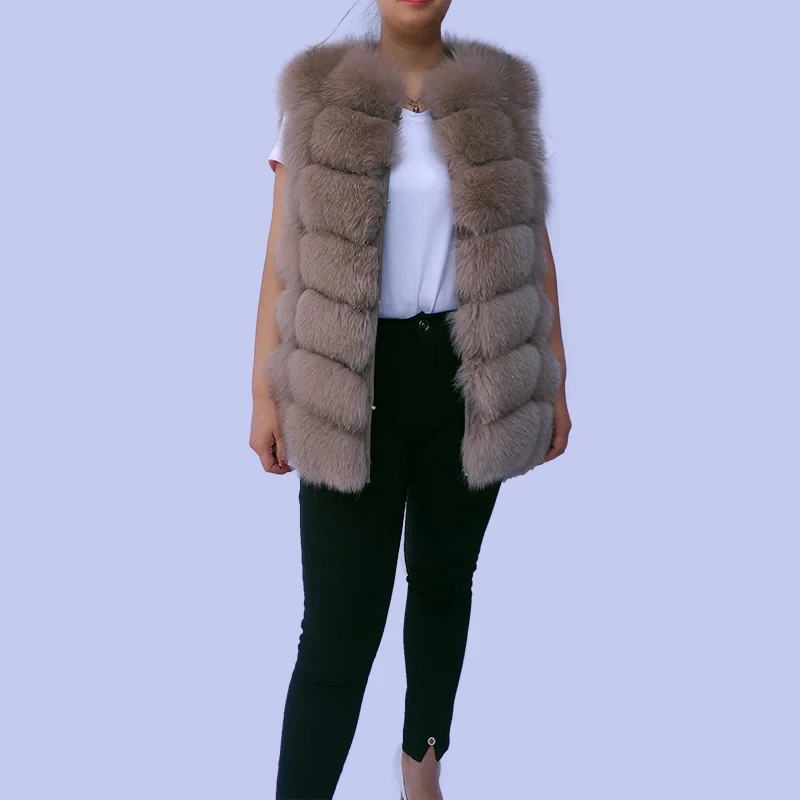 Женский Осенний меховой жилет безрукавка из натурального Лисьего меха шуба