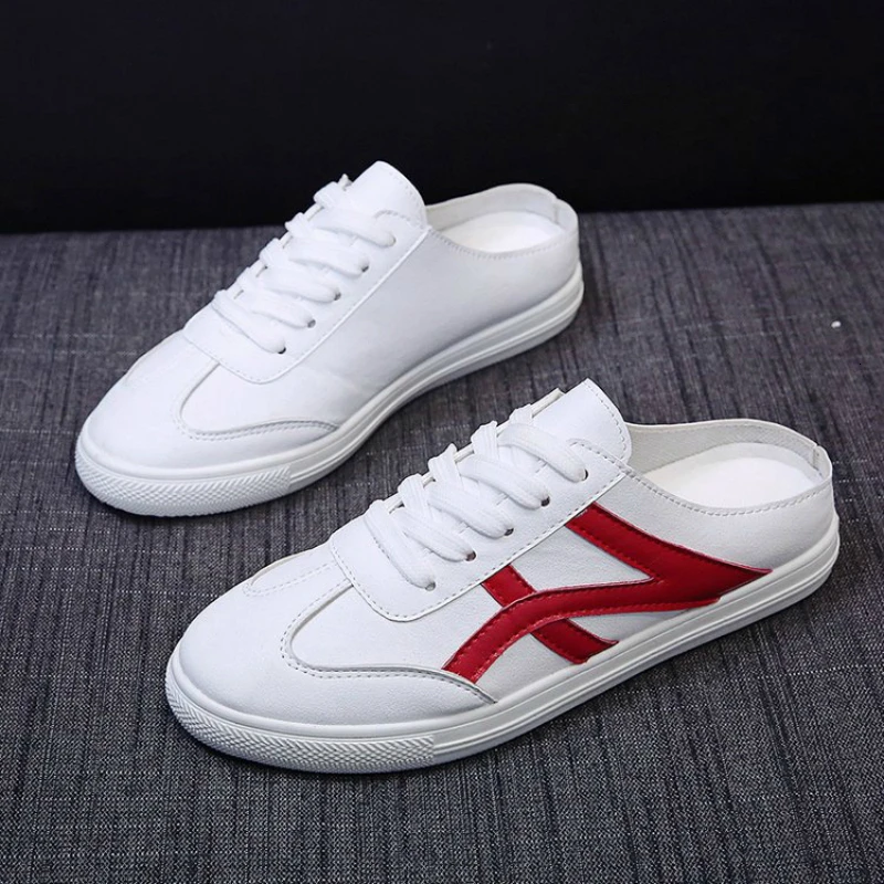 Женские кроссовки из ПУ кожи белые однотонные на шнуровке Повседневная Удобная