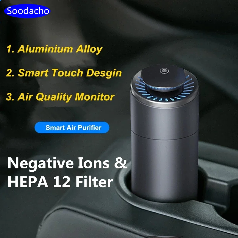 Умный автомобильный очиститель воздуха Soodacho HEPA 12 фильтр ионизатор мини USB