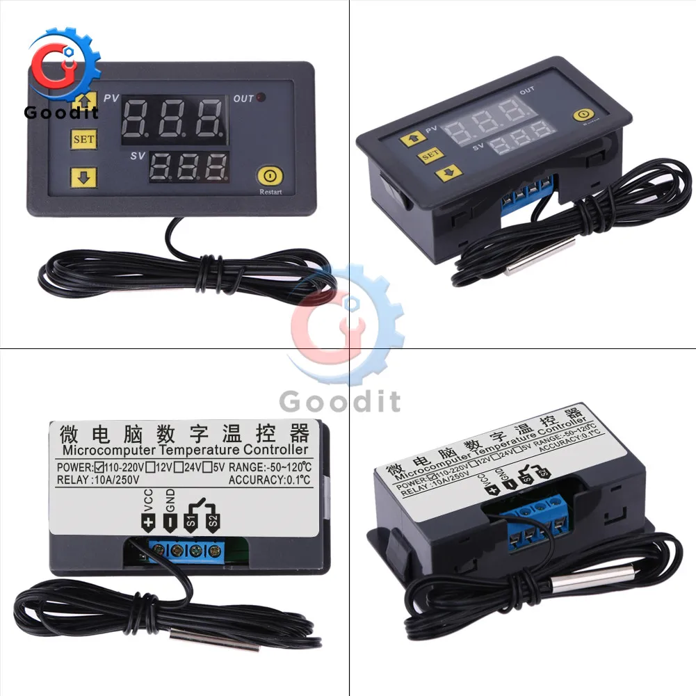 W3230 DC 12V AC 110 V-220 V 20A светодиодный цифровой контроль температуры Лер Термостат Термометр регулятор нагрева охлаждения контроль метр