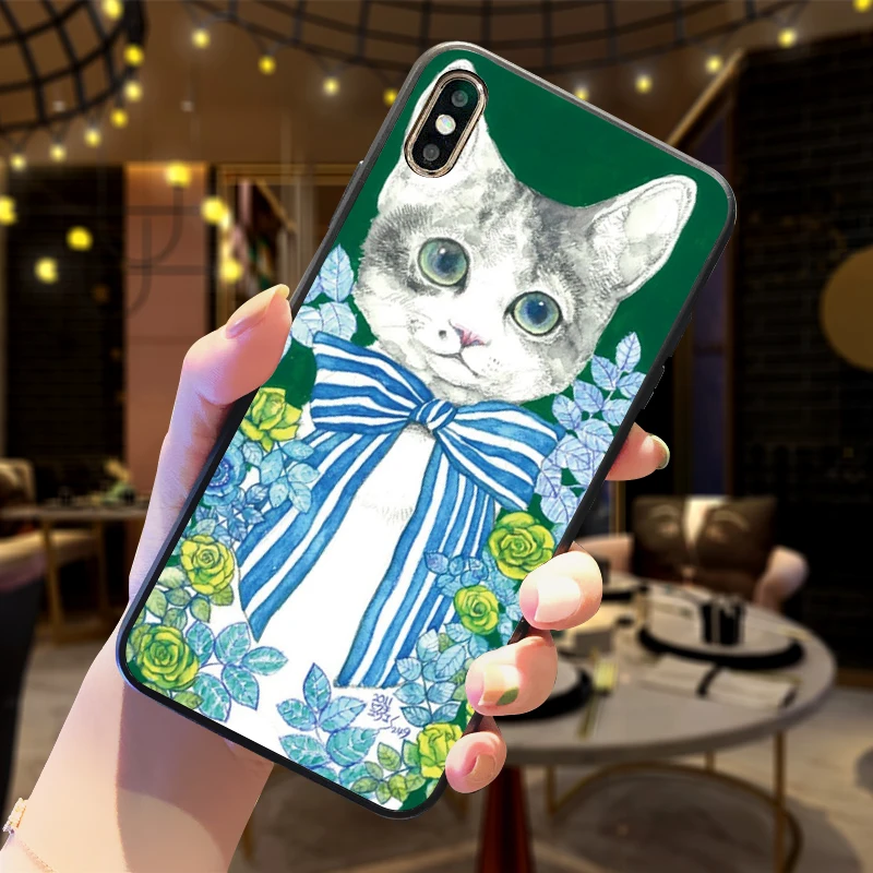 Cat For Xiaomi Redmi 7 Note 4X 5A 16G 32G GO 7A K20 pro 6 5 8 Pro Luxury Black phone Case | Мобильные телефоны и