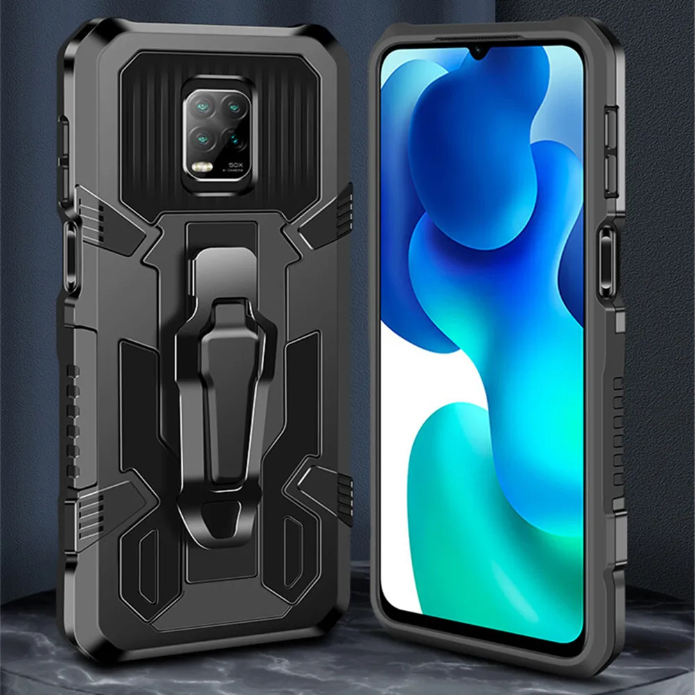 Металлическая задняя крышка с зажимом чехол для Xiaomi Redmi Note 9S 9 Pro Max ударопрочный