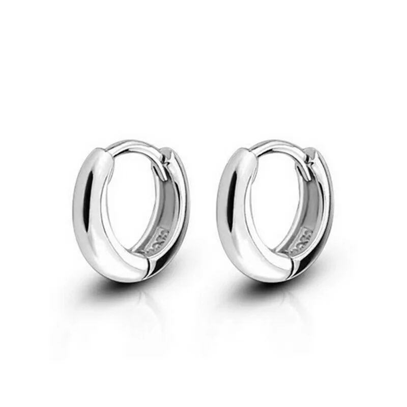 925 Sterling Sliver Loop Circles Wide Small Huggies Hoop Earrings For Women Girls Men Jewelry Anti-Allergic Aros Aretes Ohrringe images - 6