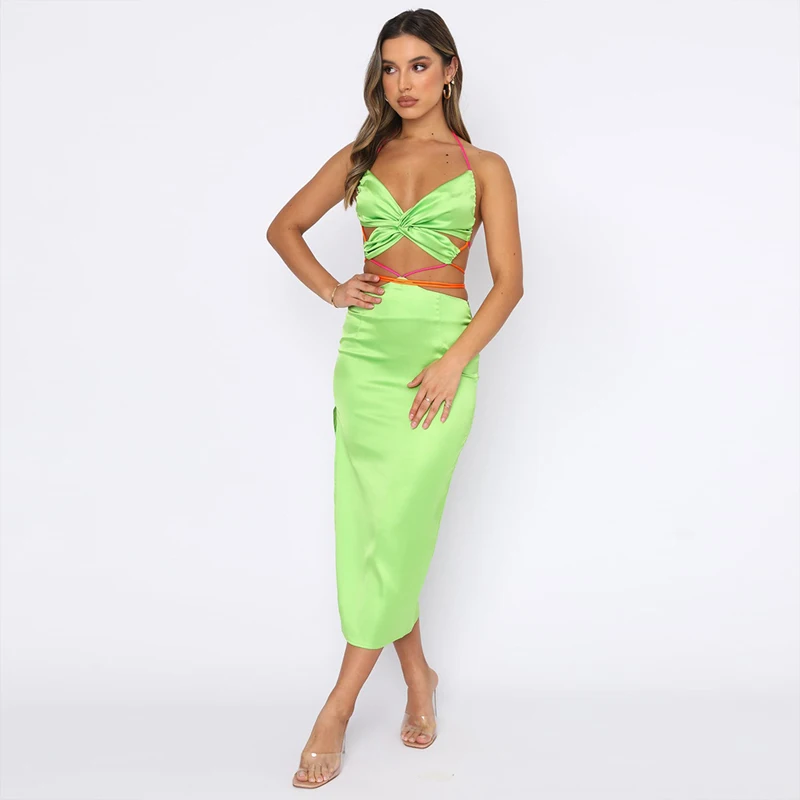 

Вечернее платье, женская одежда, женский летний сарафан, пляжный длинный комплект 2021, однотонный, без бретелек, из полиэстера