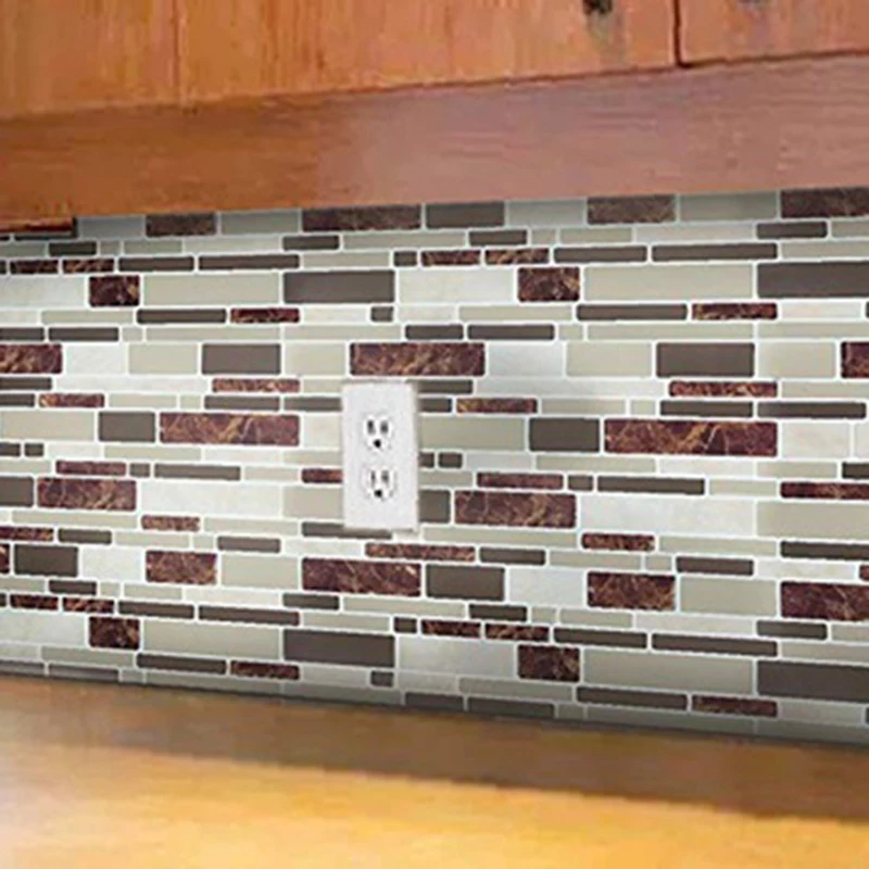 Creative Home Beautification 3D Tile Stickers Self-Adhesive Kitchen Backsplash Wall Paper Simulation Marble Design can CSV | Дом и сад