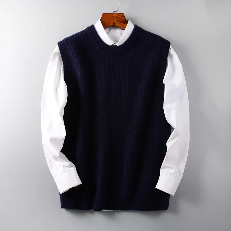 Сезон весна осень Мужская Гольф Жилет Пуловер Модная повседневная одежда с О