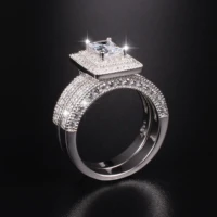 vintage 14k gold square diamond rings for women luxury wedding cocktail rings set jewelry