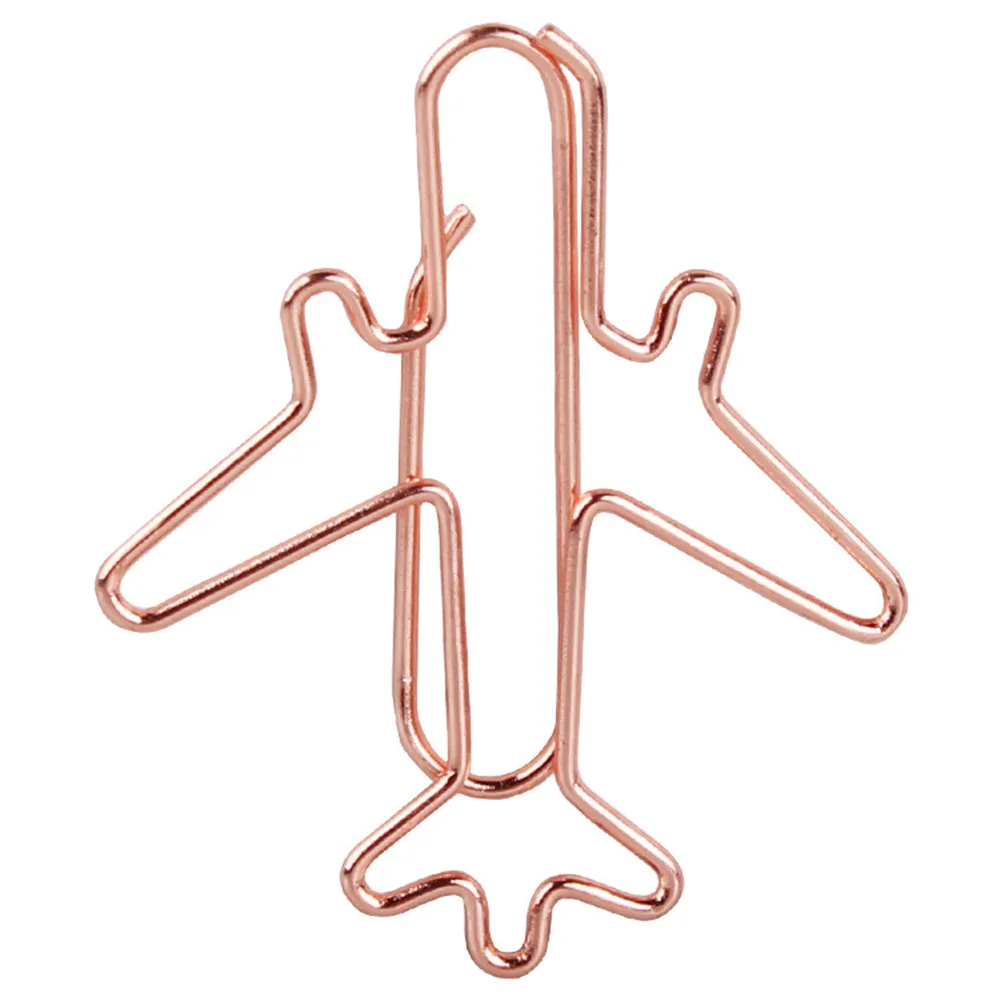 12 Pcs Cute Rose Gold Airplane Shape Paper Clips Escolar Bookmarks Photo Memo Ticket Clip Stationery School Supplies Gifts | Канцтовары