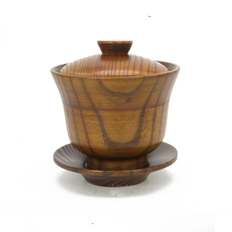 

Food Grade Natural Jujube Wood Japanese Style Solid Wood Cup Wooden Tea Bowls With Lid Water Drinking Mug Drinkwares