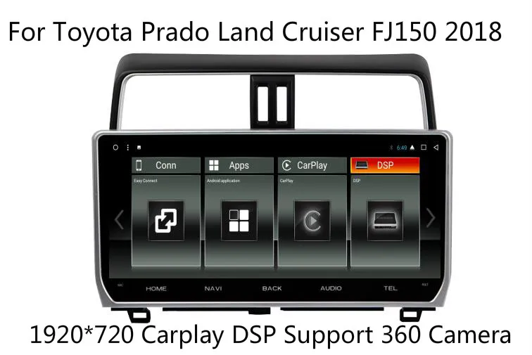 

Автомагнитола DSP Carplay, 1920*720, 2G, 12,3 дюйма, Android 7,1, для Toyota Prado Landcruiser FJ150 2018, стерео, Vedio, GPSNavi, мультимедиа