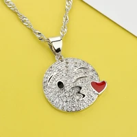 huami funny emoticons pendant necklace women smile kiss cute cool 7 style christmas gift for friend fashion jewelry silver color