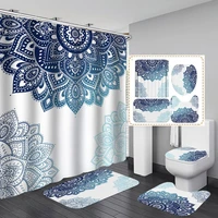 4 pcs bohemian bathroom shower curtain set bathroom accessories toilet carpet non slip modern style bathroom rugs mat