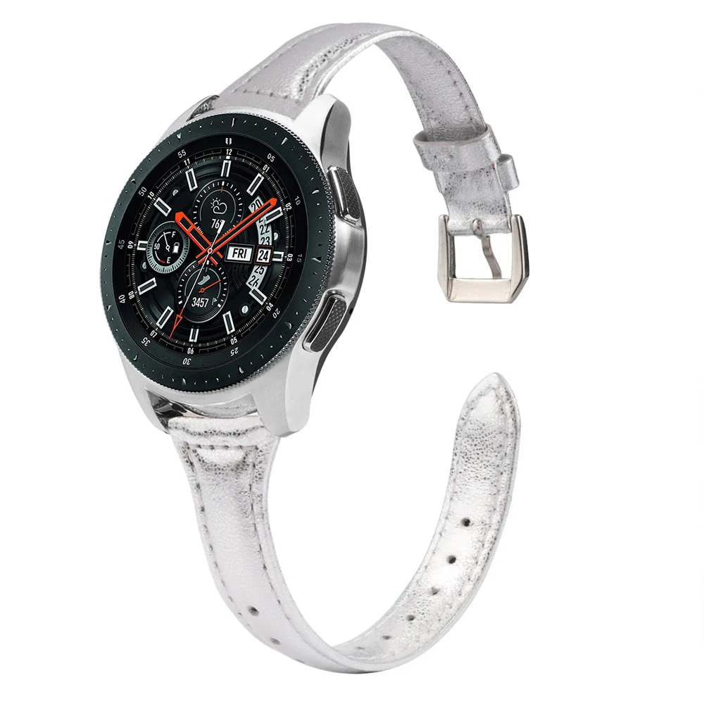 Silver Модный кожаный ремешок для samsung Galaxy Watch 42 мм 46 мм ремешок из натуральной кожи сменный ремешок для Galaxy Watch Active2 - Цвет ремешка: Silver