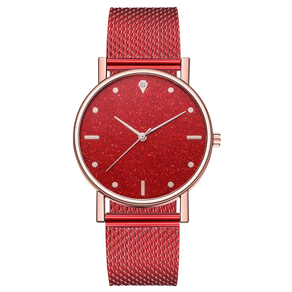 

Hot Sale Fashion Starry Sky Watch Women Red Watches Plastic Mesh Band Quartz Wristwatches Ladies Watch Cheap Price Dropshipping