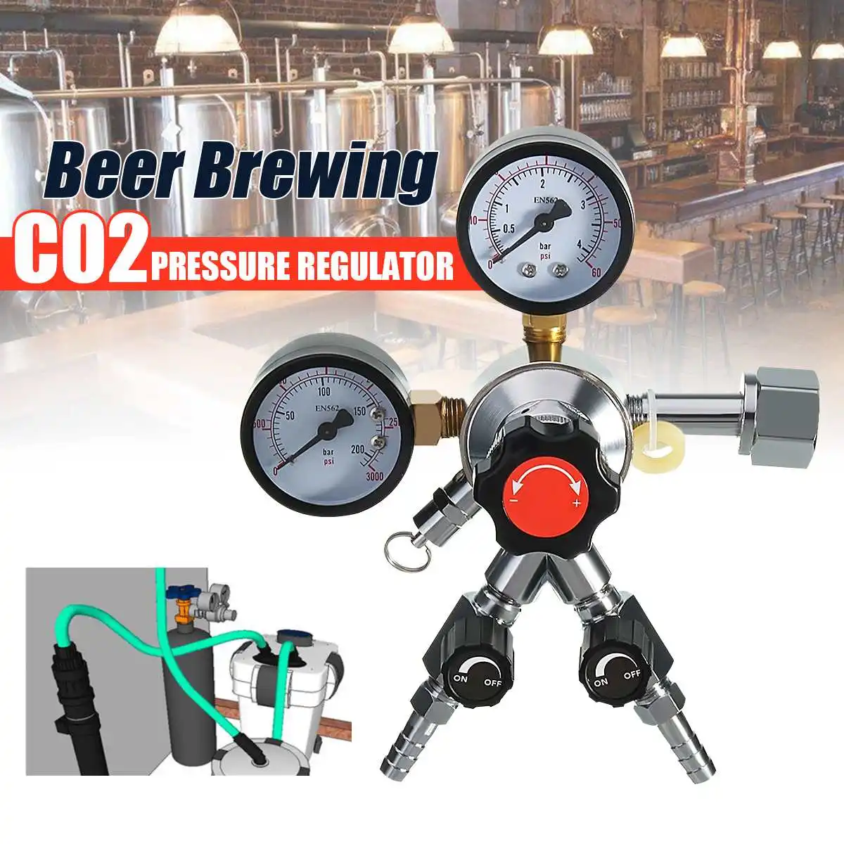 Углекислый CO2 Регулятор давления редуктор для пивоварения пива Kegerator бар тройной манометр клапан 5/16 CGA320 1/4NPT
