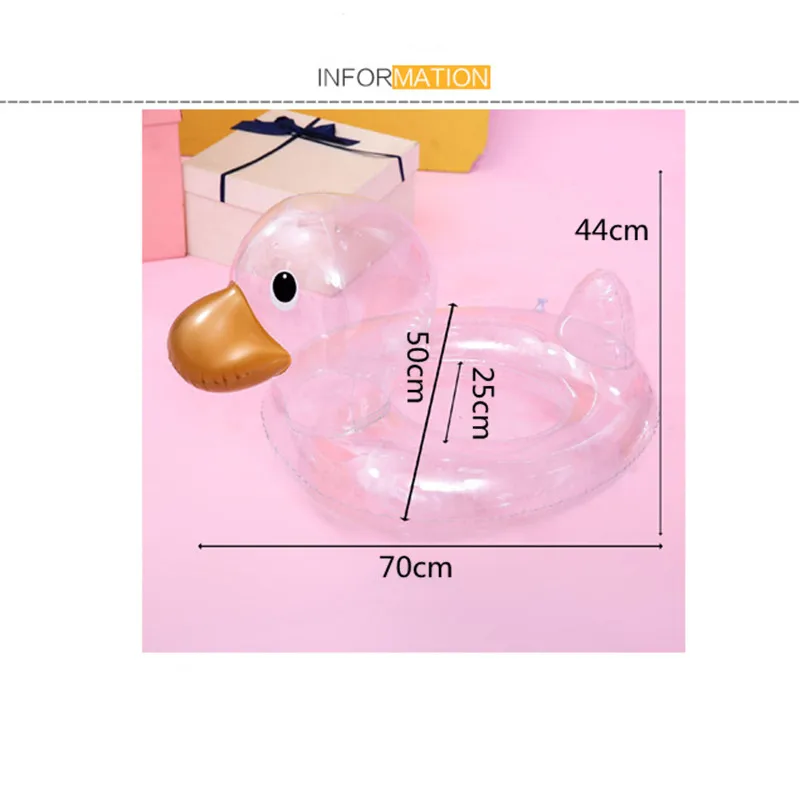 

Cute Transparent Duck Children Swimming Ring Party Toy And Baby Comfortable Leisure Walker Armpit Duck Seat Water Play Artifact