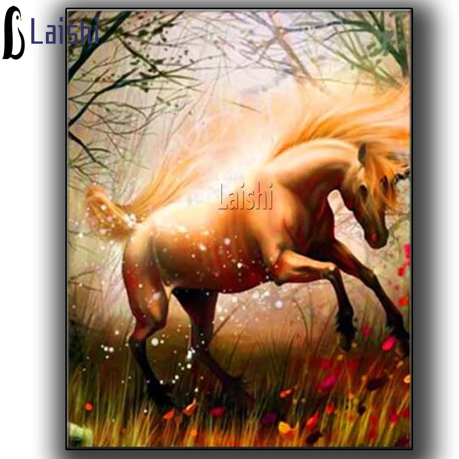 

Diamond Painting Fantasy forest, horse Diamond Embroidery, Full Round square Diamond, Animal Art Cross Stitch Home Decoration