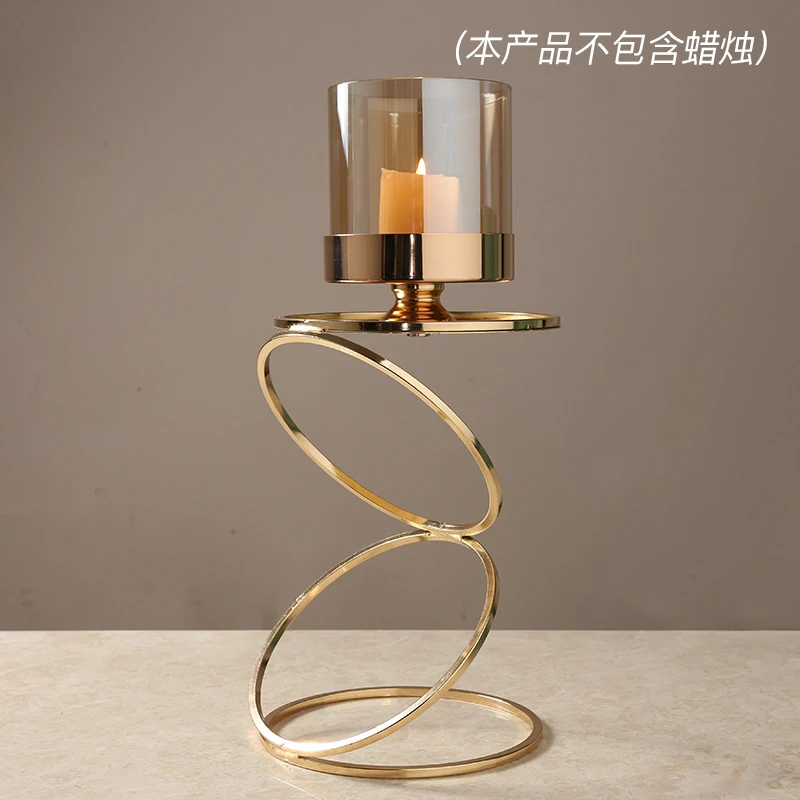 

Luxury Rose Gold Candle Holders Glass Windproof Candelabra Wedding Centerpieces Modern Portacandele Christmas Decorations AC50CH