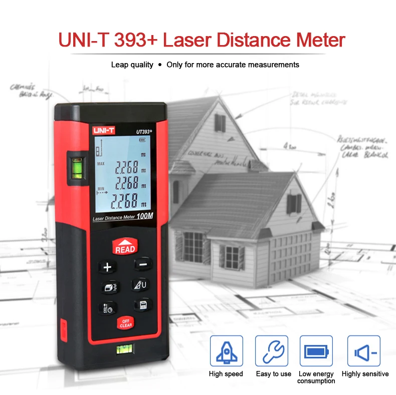 UNI-T лазерный дальномер 40 м 100 м цифровой дальномер UT390B+ UT393+ Электронная трена Лазерная Лента с измерением уровня линейка тест