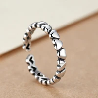 romantic love heart retro 30 silver plated lady finger rings jewelry for women open wedding ring gift no fade
