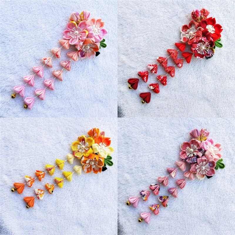 Шпилька для волос ручной работы в японском стиле с кисточками сакуры аксессуары