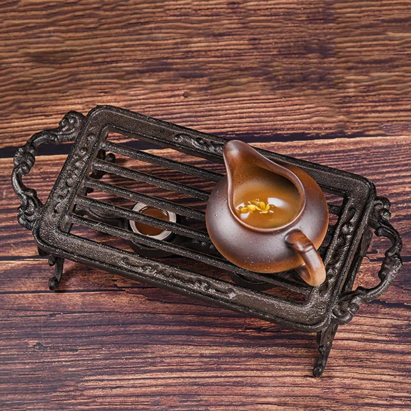 

Japanese Style Cast Iron Candle Holder Coffee Milk Wine Warmer Heating Base Retro Iron Art Warm Tea Stove Teapot Trivets Teaware