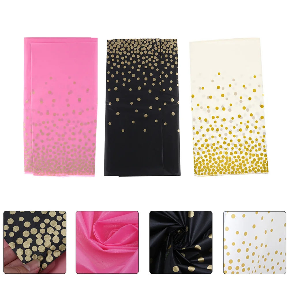 

3pcs Dot Pattern Design Tablecloth Disposable Gold Stamping Table Cover for Party