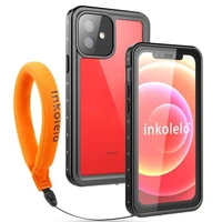inkolelo iphone 12 waterproof case built in screen ip68 full sealed shockproof cover for summer swimming diving matte black