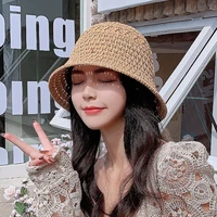 new spring and summer ladies knitted outdoor breathable bucket hat fashion solid color plate basin hat tide