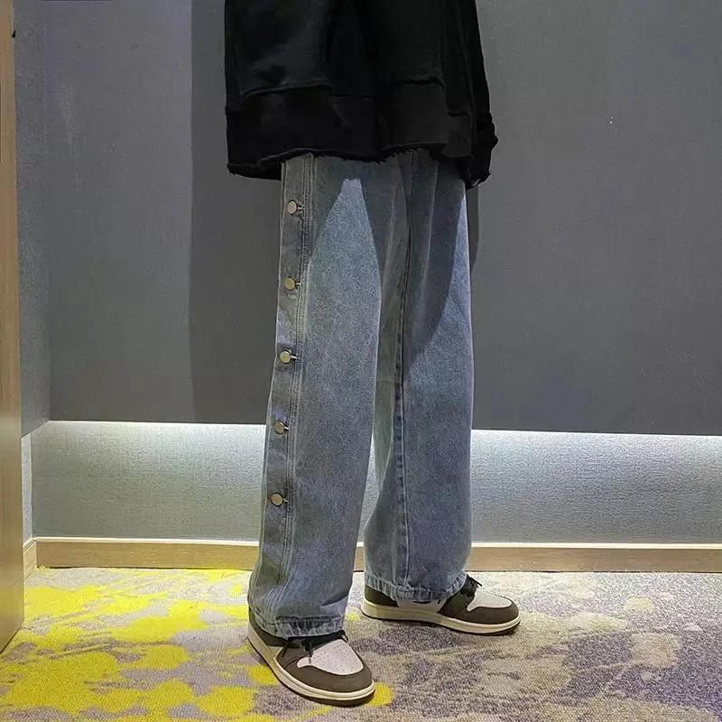 

Джинсы женские в стиле «бойфренд», шикарные брюки из денима в стиле ретро, подростковые универсальные, на пуговицах, в стиле Харадзюку, унис...