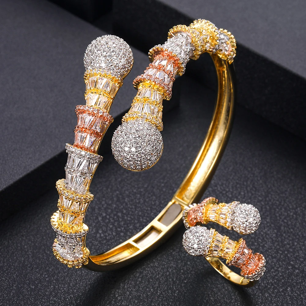 Red stone-18K gold Jankely Роскошный Уникальный Африканский браслет кольцо набор комплекты украшений для женщин свадебный кубический циркон Кристалл CZ Дубай Свадебный ювелирный набор - Окраска металла: Red stone-18K gold