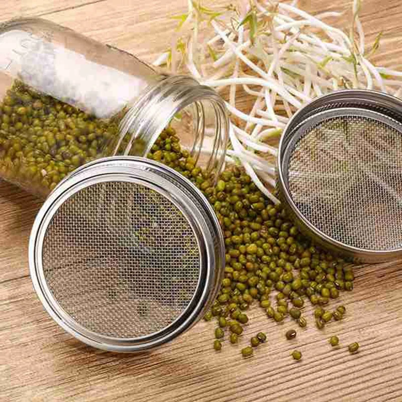 

4 Pcs Sprouting Jar Lid and 6 Pcs Sprouting Lid Stand Sprouting Canning Jar Strainer Lid with Wide Mouth Mason Jar