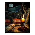 MEIVN 5D DIY Алмазная картина с изображением черного кота, и книга, полная квадратная Алмазная вышивка мультфильм Животные со стразами картина ремесел комплект