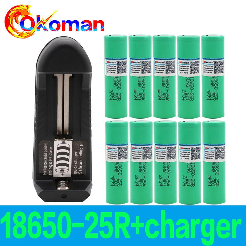 100% Новый оригинальный 25R 3 7 v 2500mah 18650 литиевая аккумуляторная батарея для